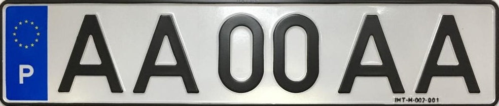 Chapa de Matrícula Retangular Gravada com P *Modelo atual