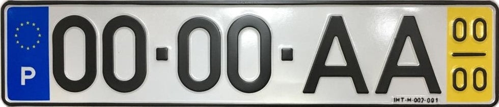 Chapa de Matrícula Retangular Gravada com P, Ano e Mês