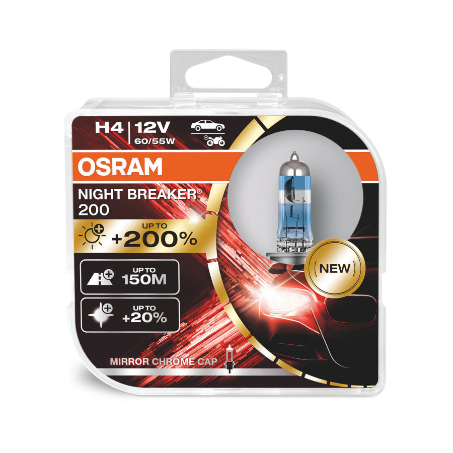 Lâmpadas (2) Halogénio Night Breaker 200 H4 12V 60/55W Osram