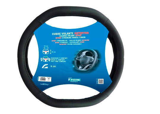 Capa de Volante Preta Desportiva 35x30 cm