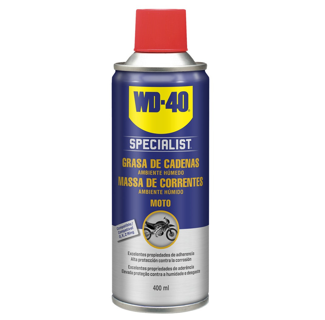 Massa de Correntes Ambiente Húmido para Moto WD-40 Specialist Motorbike 400 ml
