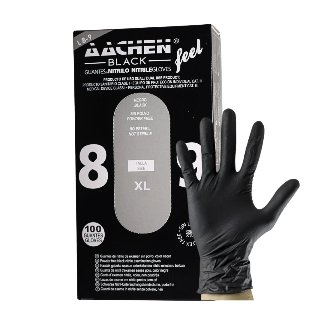 Luvas em Nitrilo Pretas Tamanho XL (Caixa c/100 unidades)