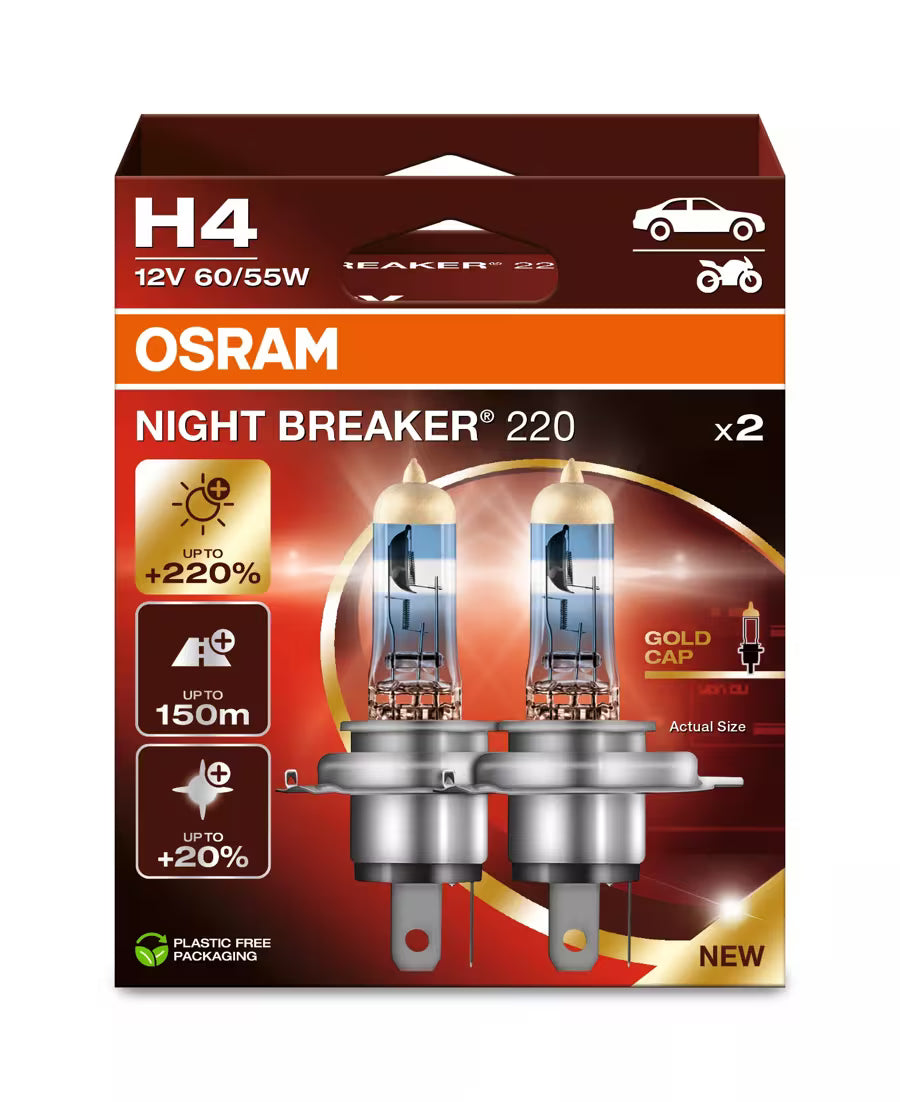 Lâmpadas (2) Halogénio Night Breaker 220 H4 12V 60/55W Osram