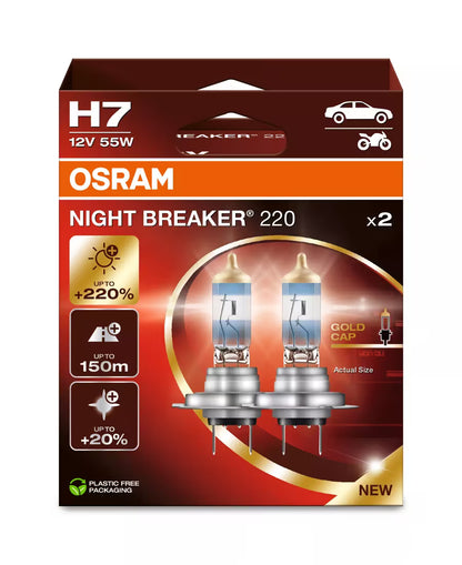 Lâmpadas (2) Halogénio Night Breaker 220 H7 12V 55W Osram